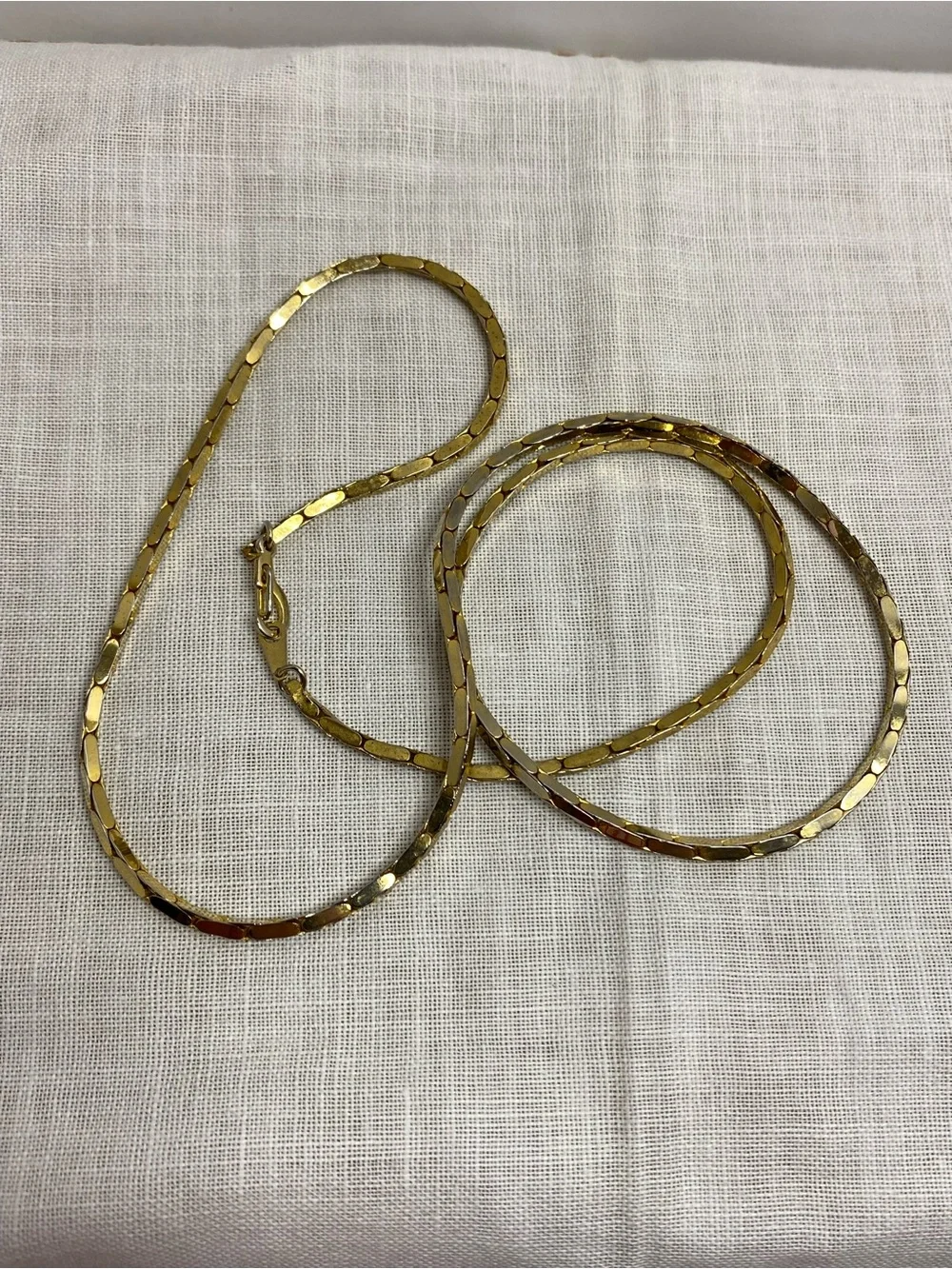 Vintage 14K GP Gold Plated 24” Oval Box Link Chain Necklace Geometric Design
